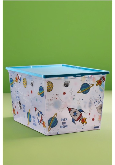 Qutu Light Box Space Fun Dekoratif Saklama Ve Oyuncak Kutusu- 50 Litre Şeffaf
