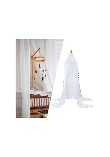 Suntek Çocuklar Prenses Oyun Çadırı Bebek Odası Kale Yatak Beyaz