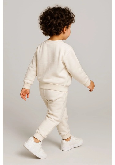 Çocuk Rahat Eşofman Takımı % 100 Pamuk BEYAZ