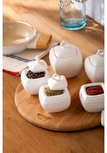 Emsan Flower 5'li Baharat Takımı Beyaz