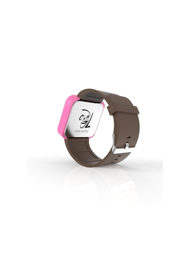 Cool Watch Saat - Pembe Led Kasa - Kahverengi Kayış Unisex