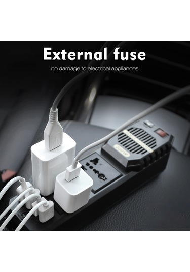 Wezone 200w Siyah Abs Oto İçin Güç Dönüştürücü 300g, 23x8x7cm Paket