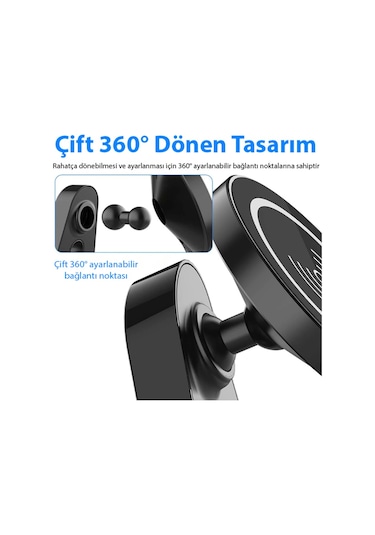 Ally Magsafe Iphone 12 Serisi 15W Kablosuz Hızlı Şarj Cihazı Ve-Siyah