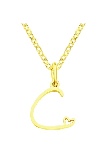 Azuris Silver 925k Gümüş El Yazisi Kalpli C Harfi Harfli Kolye Gold