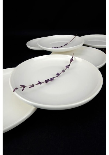 Digithome Semazen 6 Lı Porselen Pasta Ve Sunum Tabağı Seti 17 Cm Krem - Tl4054475 C320.003