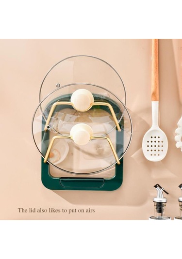 Suntek Tencere Kapakları Tutucu Duvar Dolabı Kapı Kiler Yeşil Yeşil