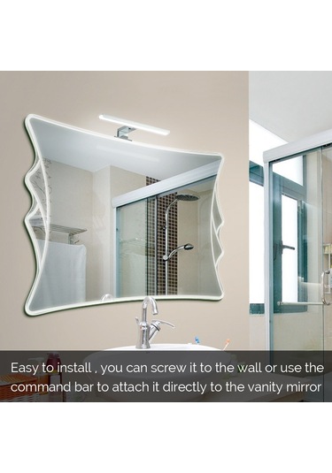 Yunboo Banyo Duvar Lambası Led 8w 58cm Elektroli K Ayna Işığı 6000k Beyaz Işık Ip44 Paslanmaz Çelik 90-265v Siyah