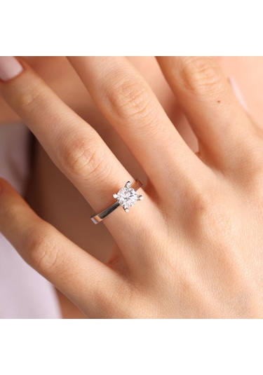 Beyaz Altın Tektaş Yüzük 531321791