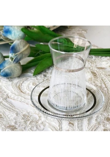 Elta Collection Handmade Gümüş Işlemeli 6 Kişilik Çay Seti Gümüş