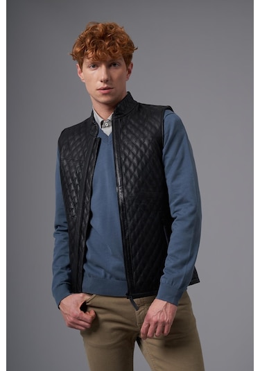 Luca Siyah Deri Yelek 118520 001