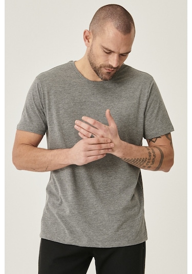 Ac&Co / Altınyıldız Classics 527538701 Slim Fit Bisiklet Yaka Düz Erkek Tişört 2'li Gri