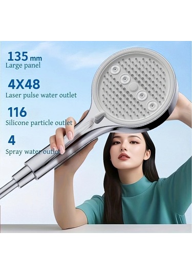 Oldfriend Koyu Gri Duş Başlığı El Duşu Hortumu Filtreli Çok Fonksiyonlu Banyo Koyu Gri