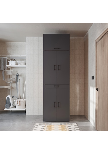 Dora Kapaklı Çamaşır Ve Kurutma Makinesi Dolabı Atlantik Çam - Antrasit