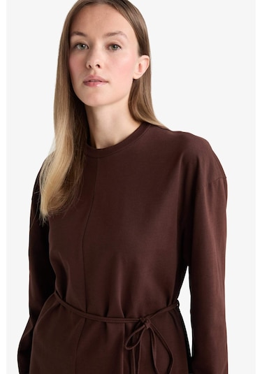 Defacto Loose Fit Bisiklet Yaka Uzun Kollu Tunik F4850ax25aubn341 Kahve