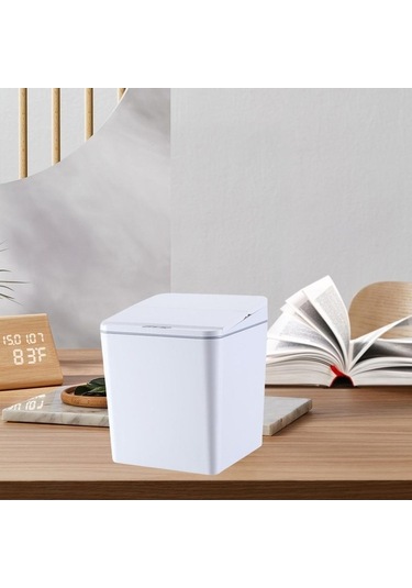 Pazly Suntek Sensör Ofis Mutfak Kovası Için Çöp Beyaz Banyo Araba Akıllı 6l Oj Beyaz