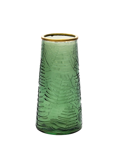 Glass In Love Yaprak Gravürlü Cam Vazo