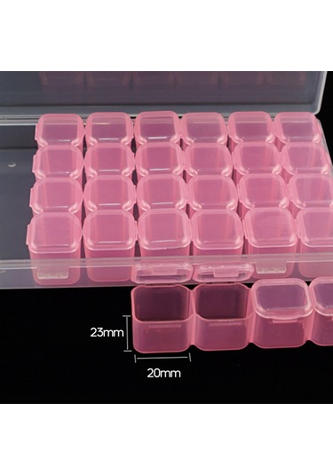 Neevoyu 28 Bölmeli Pembe Akrilik Manikür Alet Kutusu - Taşınabilir, Şeffaf Kapaklı, Ayrı Bölmelerle Mini Dekor Ve Araç Saklama Kutusu Diğer