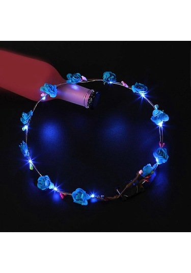Led Çiçek Çelengi Kafa Bandı Işıklı 10 Adet Led Çiçek Başlığı Çok Renkli