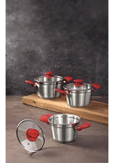 Bonera Etna 6 Prç Çelik Tencere Seti