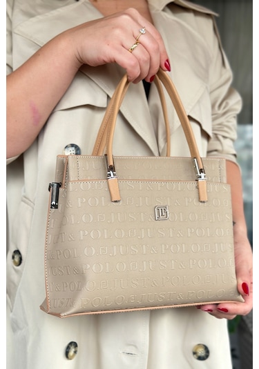 Jps- Just Polo Baskı Desenli Özel Seri El Ve Omuz Çanta Gq-4045-gd - Kum Kombin Kum