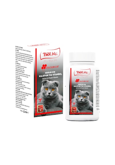 Biolive Kedileri İçin Kalsiyum Toz Vitamin 100 G