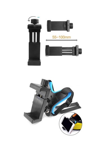 Prepare Kask Alt Çene Bağlantı Aparatı Ve Kayışı Aksiyon Kamera Ve Telefon Tutucu Set Mavi - Siyah