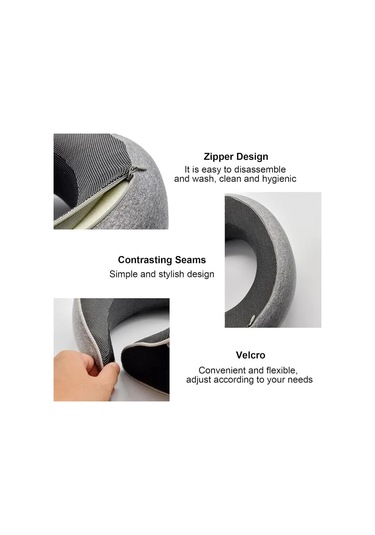 Seyahat Boyun Yastık Bellek Köpük U Şeklinde Yastık Salyangoz Açık Gri