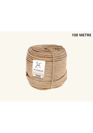 Jütburada Jüt Halat 4 Mm 100 Metre Hasır Dekor Süsleme İp
