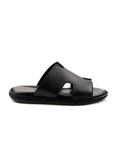 Siyah Hakiki Deri Erkek Terlik E04433111143 Siyah