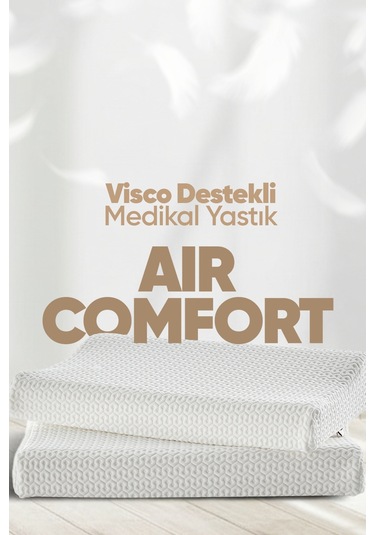 Boyun Destek Yastığı - Boyun Düzleşmesi İçin Visko Yastık Tek Taraflı Lüx Air Comfort Beyaz