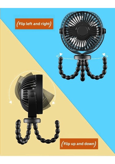 Mini Taşınabilir Arabası Fan, 3 Hız Şarj Edilebilir, 360 Esnek Tripod Döndürün Pink