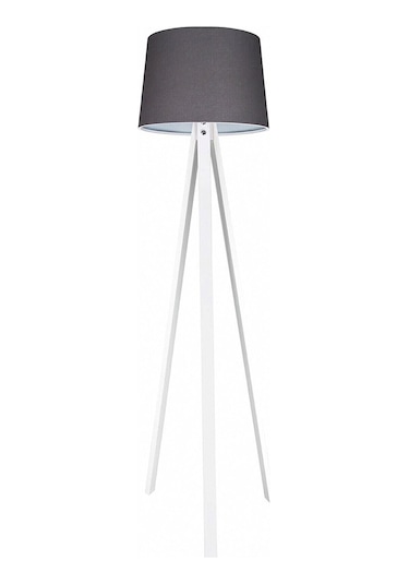 3 Ayaklı Lambader Mdf Ayak Ahşap Abajur Antrasit Beyaz Ly650