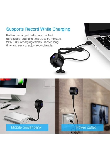 Moly Ev İzleme Kamerası Mini 1080p Siyah: İki Yönlü Ses, Infra Red Gecelik Görüş, Hareket Algılama, Uzaktan Erişim