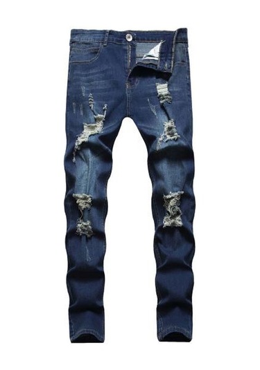 Delikler Slim Fit Yumuşak Nefes Alabilir Düğme Fermuar Kapatma Orta Bel Renk Eşleştirme Hip Hop Streetweed Siyah