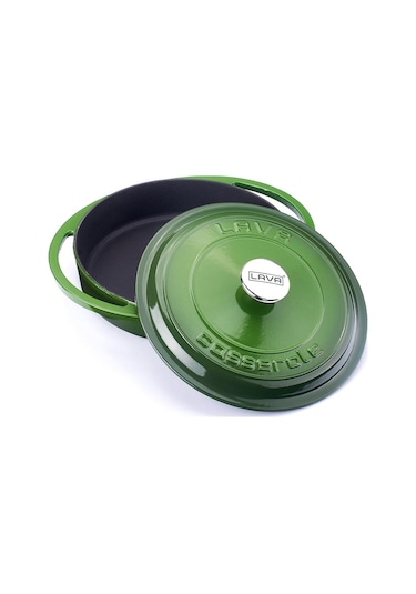 Lava Döküm Çok Amaçlı Yayvan Tencere Döküm Demir Kapak Heritage Serisi Çap(Ø)28cm.