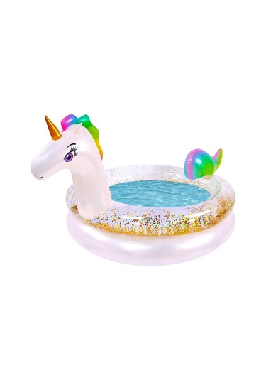 Beyaz Simli 150 Cm Şişme Çocuk Havuzu, Yumuşak Tabanlı Minik Çocuk Havuzu, Şişme Oyun Havuzu Beyaz