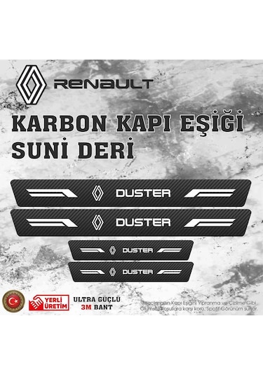 Renault Duster Uyumlu Deri Karbon Kapı Eşiği Koruyucu Bant 4 Adet
