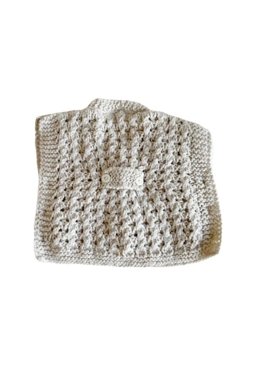 El Örgü Bej Sıfır Kollu Bebek Yelek Krem