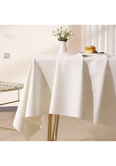 Beyaz Lüks Yüksek Dereceli Kuzu Derisi Pvc Su Geçirmez Ve Yağ Geçirmez Yıkanmaz Masa Örtüsü Dikdörtgen Ev Masa Çay Masası Ve Masa Örtüsü