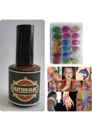 Simli Dövme Geçici Tattoo Seti 50 Adet Şablonlu Çok Renkli