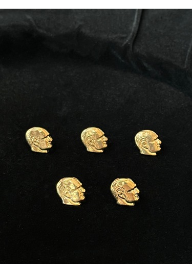 Atatürk Büstü Yaka Rozeti Gold 5'li Altın