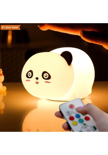 Gülümseyen Panda Led Silika Jel Gece Lambası Beyaz