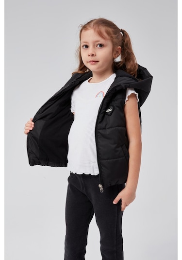 Benitto Kids Kapüşonlu Kız Çocuk Şişme Yelek 51307 Siyah