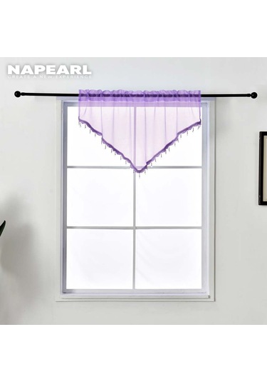 Açık Mor 1 Adet Napearl Şeker Renkler Dekoratif Saçak Perde Sırf Mutfak Yatak Odası Pencere Kısa Tül Perde Ev Dekor İçin