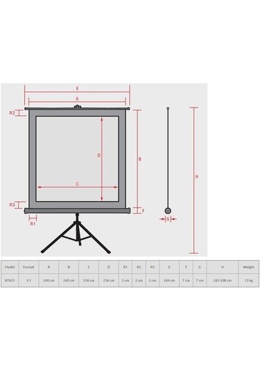 Reflecta 240 Cm X 240 Cm Tripod Projeksiyon Perdesi