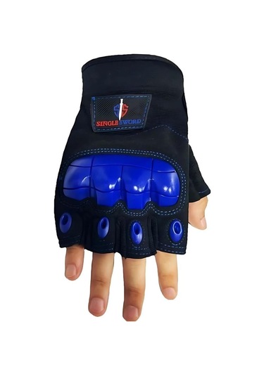 Single Sword Yarım Parmak Destekli Motorcu&bisiklet Eldiveni Mavi-xl Mavi