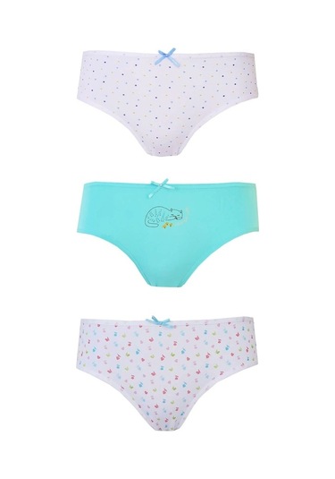3Lü Kız Çocuk Külot Pamuklu Baskılı Esnek Rahat Slip
