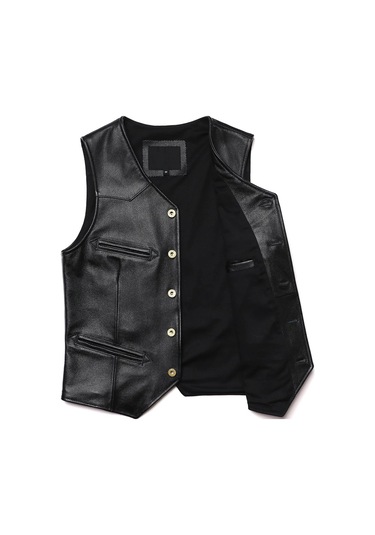Vashion Hakiki Deri Siyah Yelek