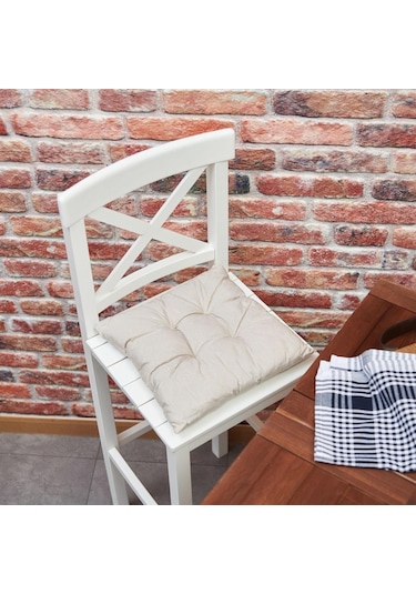 Classic Bej Pofidik Sandalye Minderi - 40x40 Cm