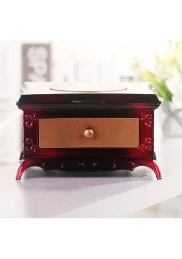 Ulzyvf Retro Müzik Kutusu - Dans Eden Kız Figürlü, Dekoratif Mücevher Kutusu, Elmas Fonksiyonlu Kırmızı Kutu Kırmızı
